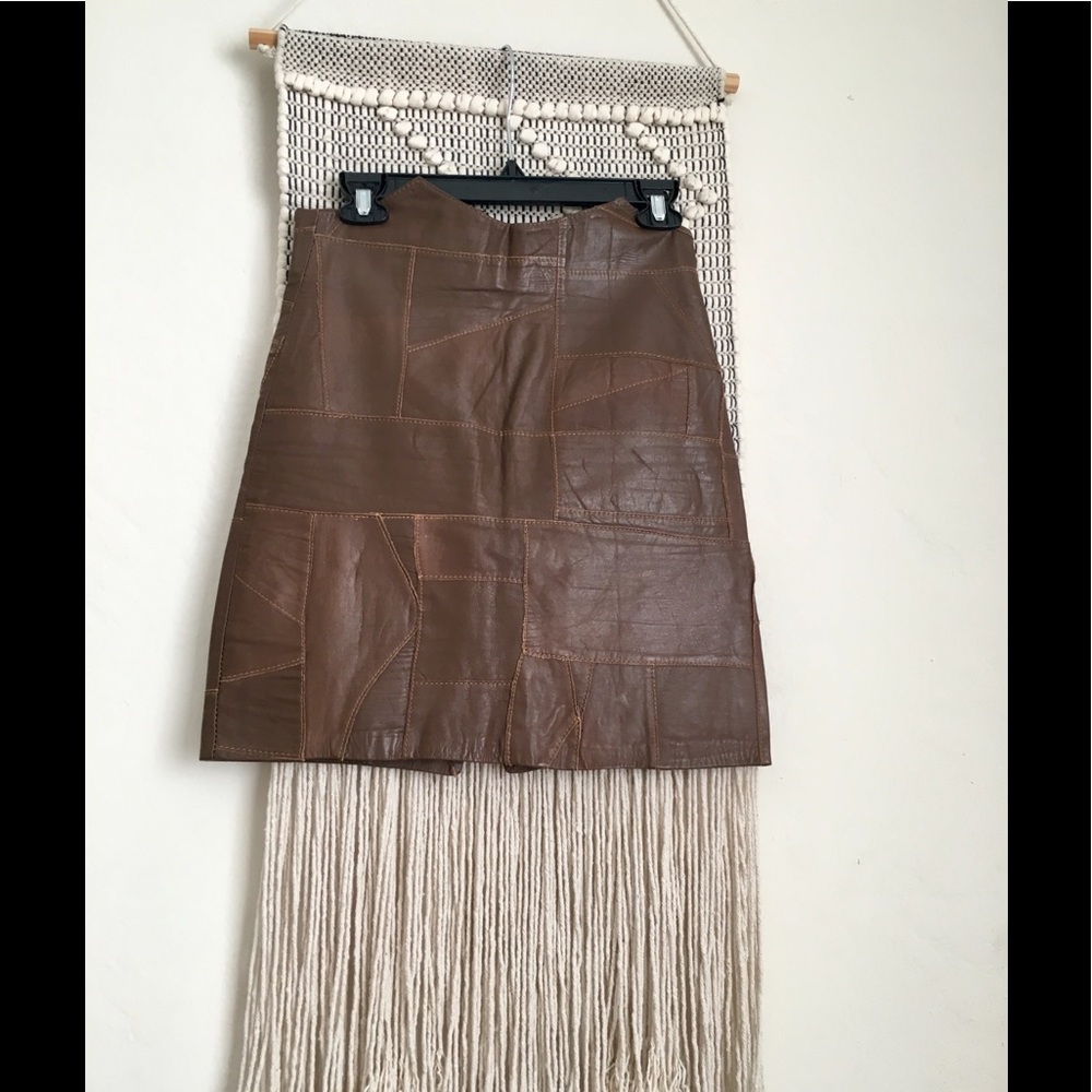 High waisted vintage genuine leather skirt s or xs